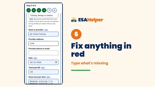 Fix receipt fields